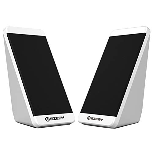 1 Pair Mini Computer Speaker PC Laptop Stereo Speaker Bass Surround HD Stereo Sound USB Wired Speaker for Desktop Laptop Computer White