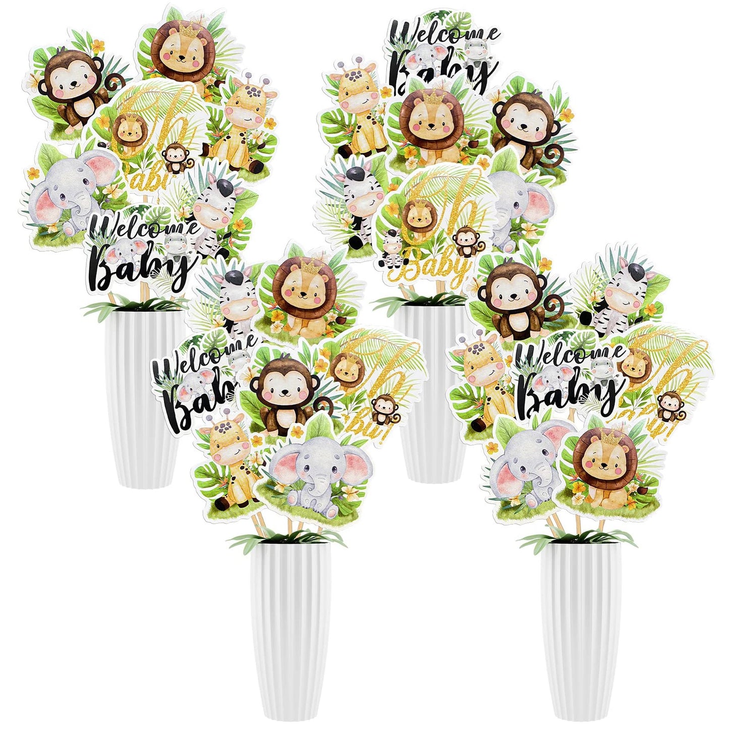 Safari Jungle Oh Baby Centerpiece Sticks - Wild Party Decorations for Boys - 28 Pcs Tables Toppers - Kids Baby Shower Supplies