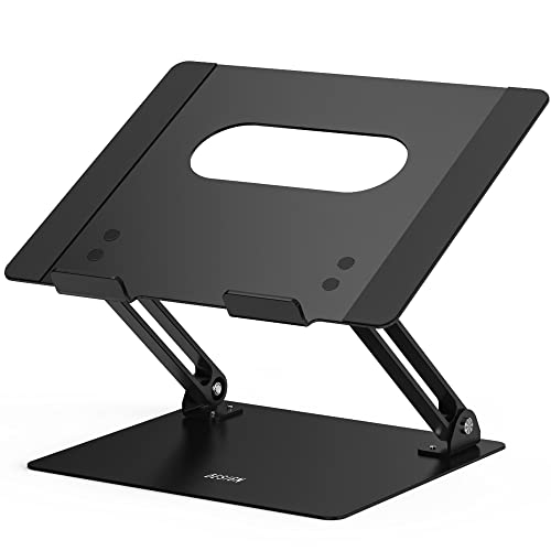 LS10 Aluminum Laptop Stand, Ergonomic Adjustable Notebook Stand, Riser Holder Computer Stand Compatible with Air, Pro, Dell, HP, Lenovo More 10-15.6" Laptops, Black