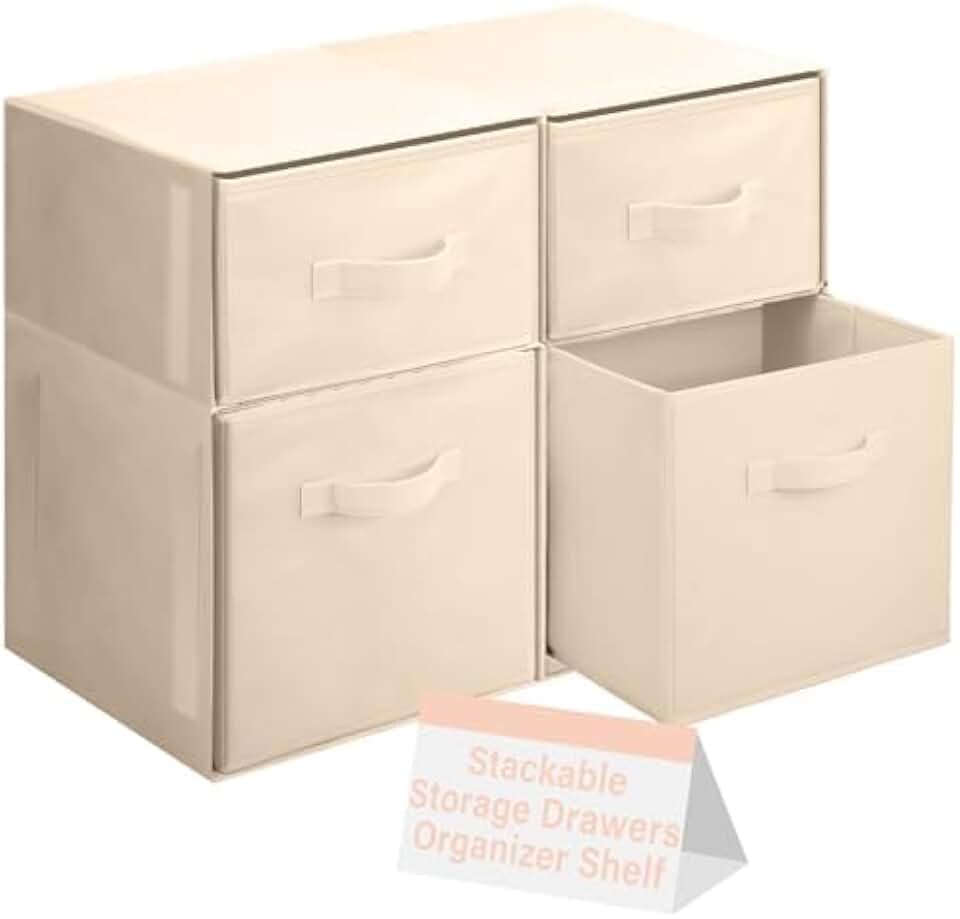 Stackable Linen Closet Organizer Bins for Clothes and Toys