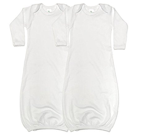 Baby Long Sleeve Sleeper Gowns  Set of 2 -LG3800  White 0-3 months