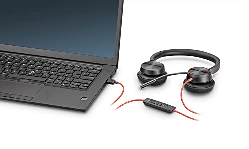 '- Blackwire 8225 Wired Headset with Boom Mic (Plantronics) - Dual-Ear (Stereo) Computer Headset - USB-A to Connect to Your PC/Mac - Active Noise Canceling - Works with Teams, Zoom & More