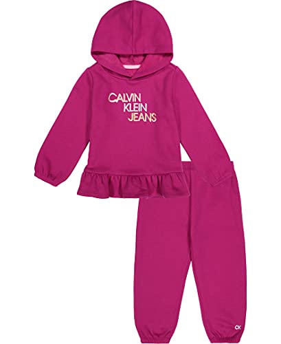 Baby Girls' 2 Pieces Hooded Jog Set, Disco Pink, 12M