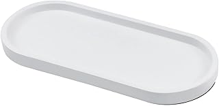 Small White Oval Concrete Countertop Organizer