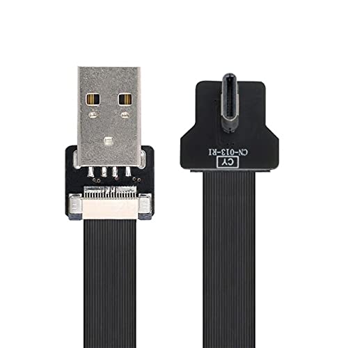 Right Angled USB 2.0 Type-A to USB-C Flat Cable 20cm