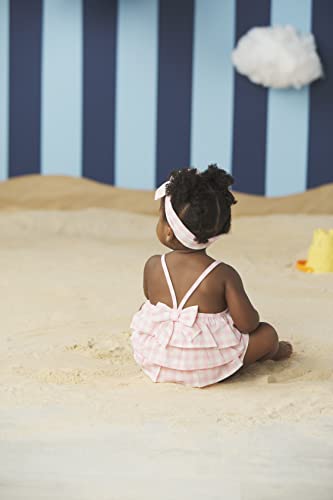 Girls Baby One Piece Swimsuit and Headband Set, Gingham, 3-6 Months