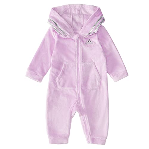Girls' Long Sleeve Zip Front Cozy Fleece Coverall, Clear Lilac, 3 Months