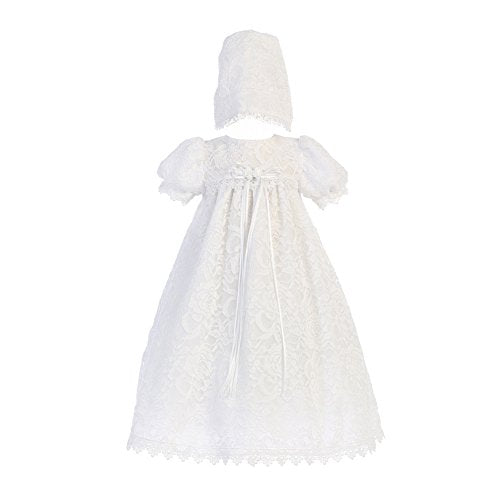 Girls Lace Overall Christening Baptism Dress (3-6 mo) White