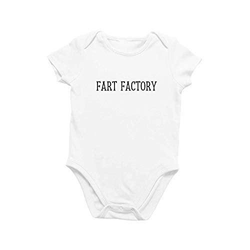 Onesie  Baby One Piece Short Sleeve Funny Trendy Minimal Bodysuit 0-12 Months - Fart Factory (0-3 Months) White