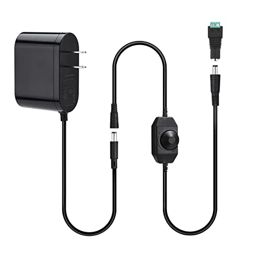 12v Power Supply, UL Listed 12 Volt Power Supply Adapter 2A with Dimmer Switch, 120v to 12v Transformer with 5.5mm x 2.1mm Connector for Single Color Led Light