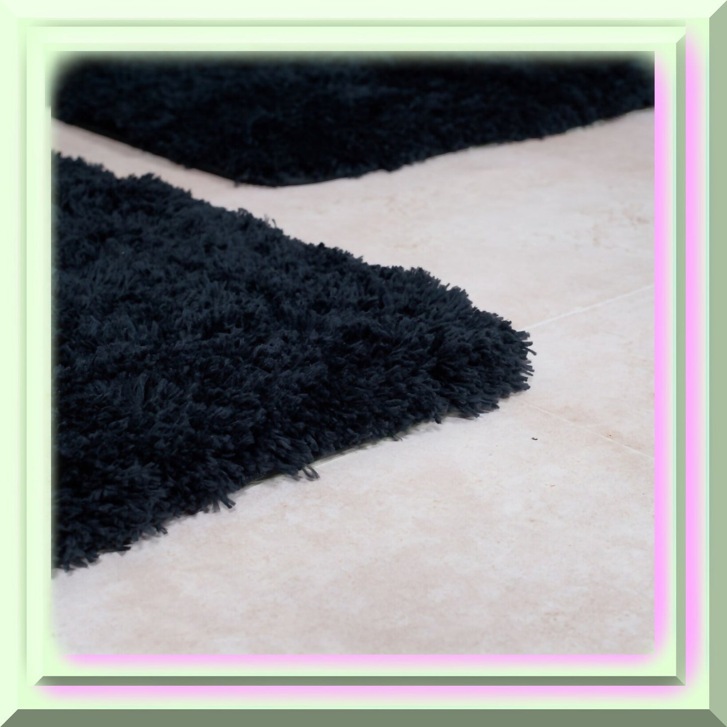 3 Piece Black Plush Bath Rug Set