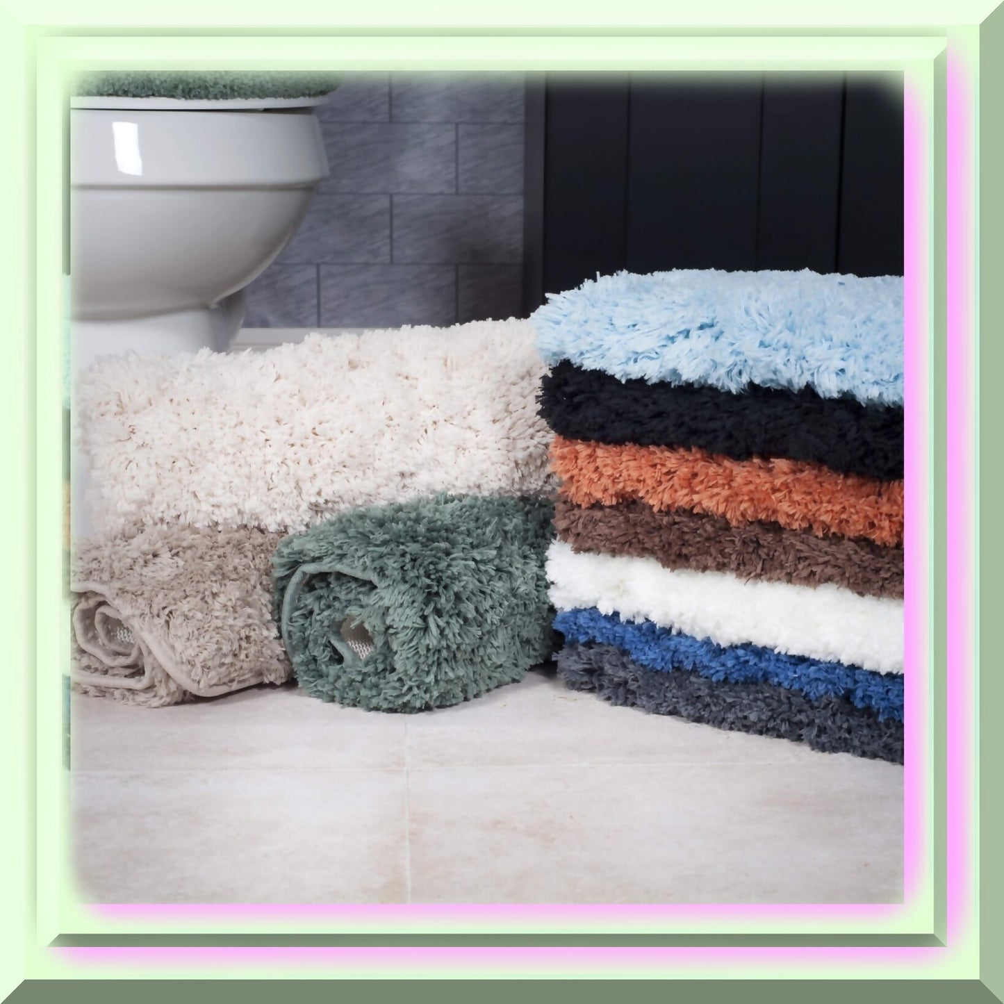 3 Piece Black Plush Bath Rug Set