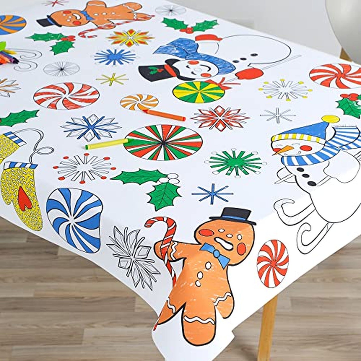 Peppermint Twist Party Table Cover - Multicolor 48" x 36" - Fun Holiday Design for Festive Gatherings and Celebrations