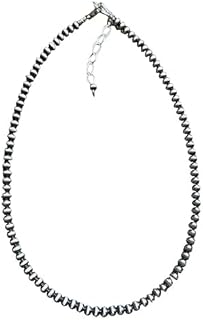 4mm Sterling Silver Oxidized Pearl Bead Necklace