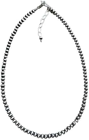 4mm Sterling Silver Oxidized Pearl Bead Necklace
