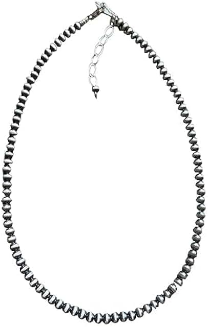 4mm Sterling Silver Oxidized Pearl Bead Necklace