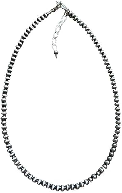 4mm Sterling Silver Oxidized Pearl Bead Necklace
