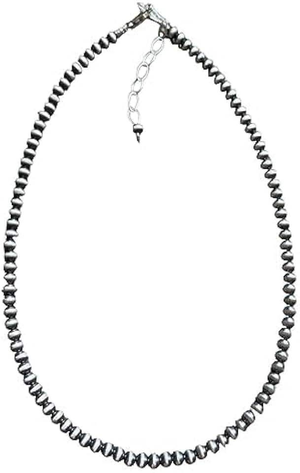 4mm Sterling Silver Oxidized Pearl Bead Necklace