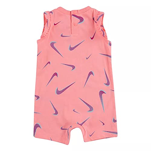 Baby Girls Swoosh Print Romper (Sunset Pulse(06H628-A0G)/Pink, 3 Months, 3_Months)