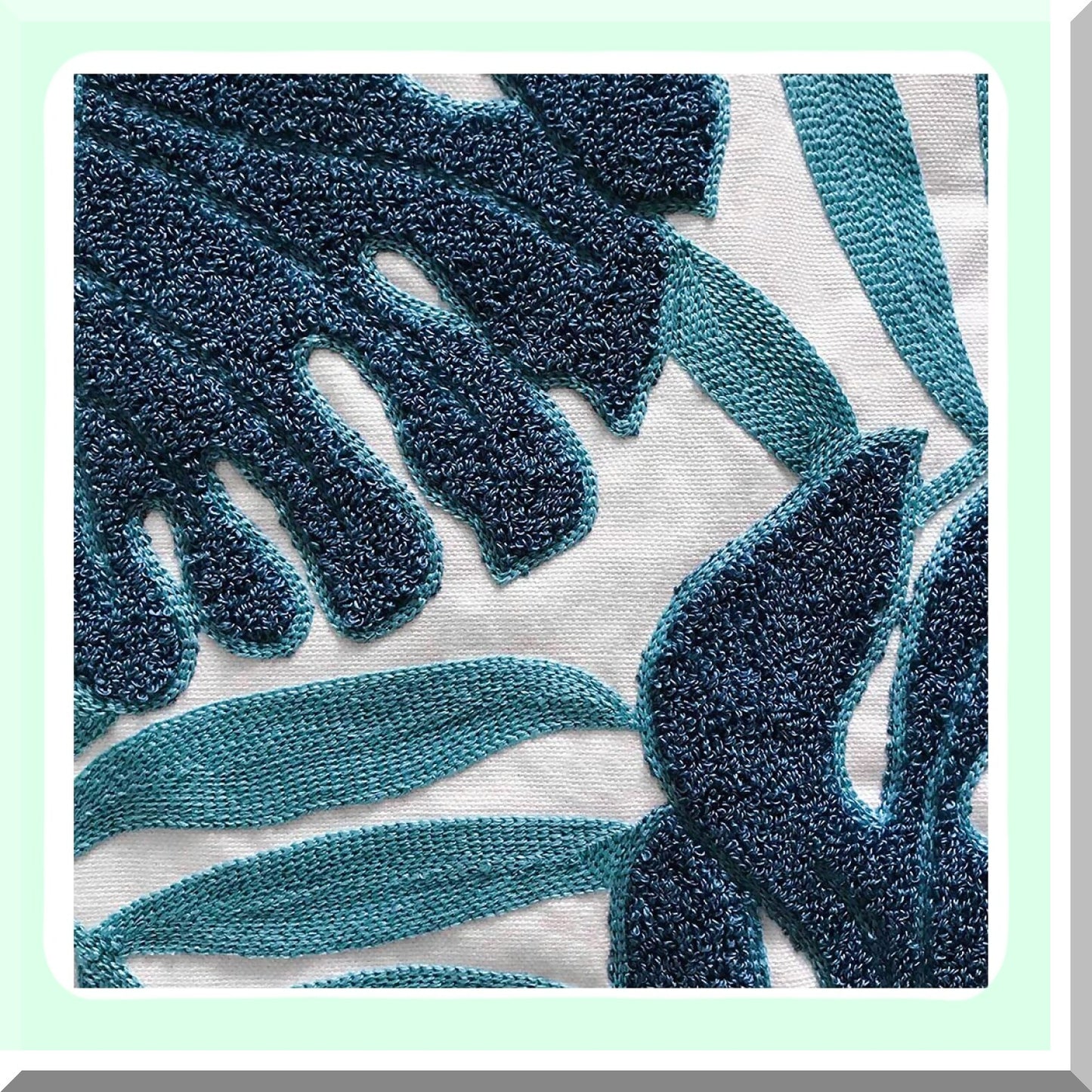 Tropical Leaf Palm Pattern Embroidery Pillow Covers - Set of 2, Comfy Woven Decorative Cushion Cases for Couch Sofa Bedroom Car, 12 x 20 Inch