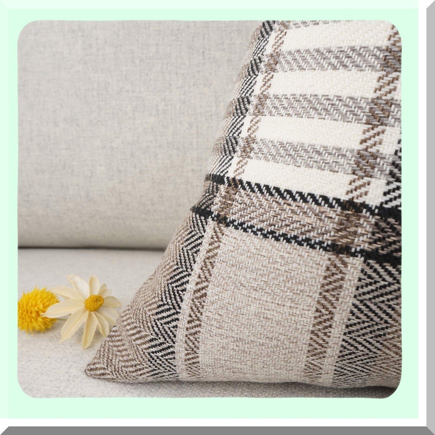 Retro Buffalo Tartan Plaid Linen Pillowcase - Farmhouse Decorative Cushion Cover for Sofa Chair - Indoor/Outdoor Throw Pillow Case, Brown - Set of 2, 22x22inch