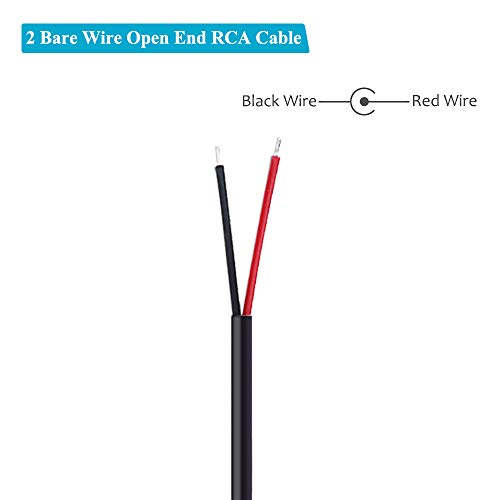 (2 Pack) Speaker Wire RCA Female Plug Jack Connector Adapter to Bare Wire Open End Audio Video RCA Cable for Amplifier Receiver Speakers
