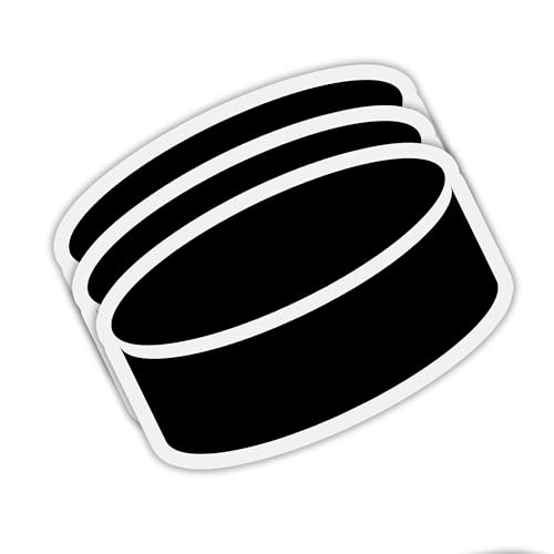 Set of three ice hockey puck stickers for bottles and gear
