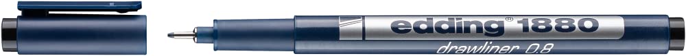 Black fineliner pen, 0.8 mm, for writing and drawing