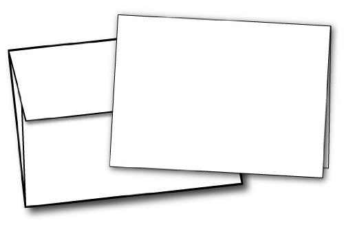 Set of 100 blank white 5x7 greeting cards with envelopes
