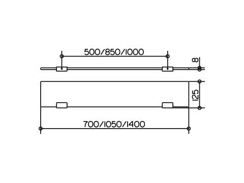 Edition 11 Gl Shelf with Brackets, Polished Chrome 41.3" W x 0.3" H x  11110015100