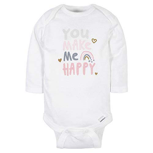 Baby Girls' 6-Pack Long-Sleeve Onesies Bodysuits, Bear Pink, 0-3 Months