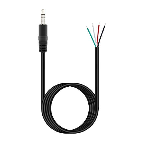 (6 ft) Replacement 3.5mm Male Plug to Bare Wire Open End TRRS 4 Pole Stereo 1/8" 3.5mm Plug Jack Connector Audio Cable for Headphone Headset Earphone Microphone Cable Repair