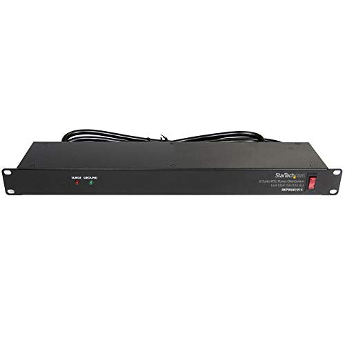 8 Outlet 1U Rack Mount Power Strip with Surge Protection
