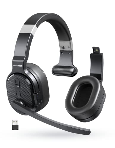 Bluetooth Headset, Wireless Bluetooth Trucker Headset with Microphone Noise Cancelling 3 EQ Music Modes, Single and Dual Ear Wireless Headphones for Truck Drivers, Office, Call Centre Work