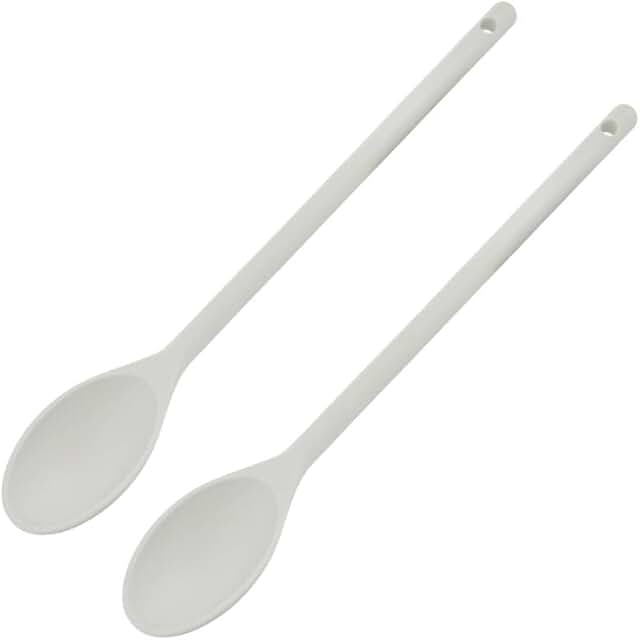 12-inch High Heat Nylon Cooking Spoons, Off White, Set of 2