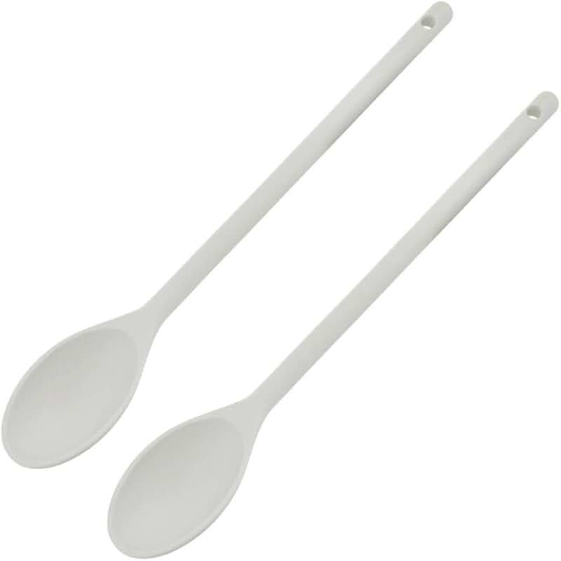 12-inch High Heat Nylon Cooking Spoons, Off White, Set of 2