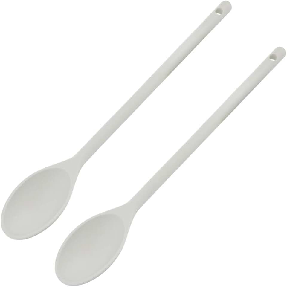 12-inch High Heat Nylon Cooking Spoons, Off White, Set of 2