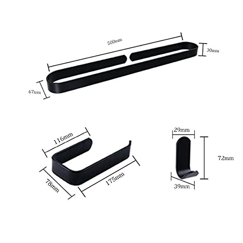 Bathroom Hardware Set Aluminum Black Wall Hanging Bathroom U-Shaped Towel Rack Bathrobe Single Hook Roll Paper Hook