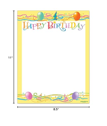 Birthday Letterhead Sheets, 8.5 x 11, 60 Sheets