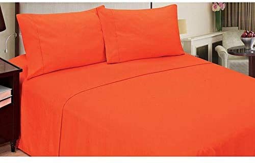 Hotel Sheet 620 Thread Count 100% Deep Pocket Sateen Weave Sheet Set Rv King 72" X 80") Orange Solid Fit Mattress Upto 15-18 Inch Deep