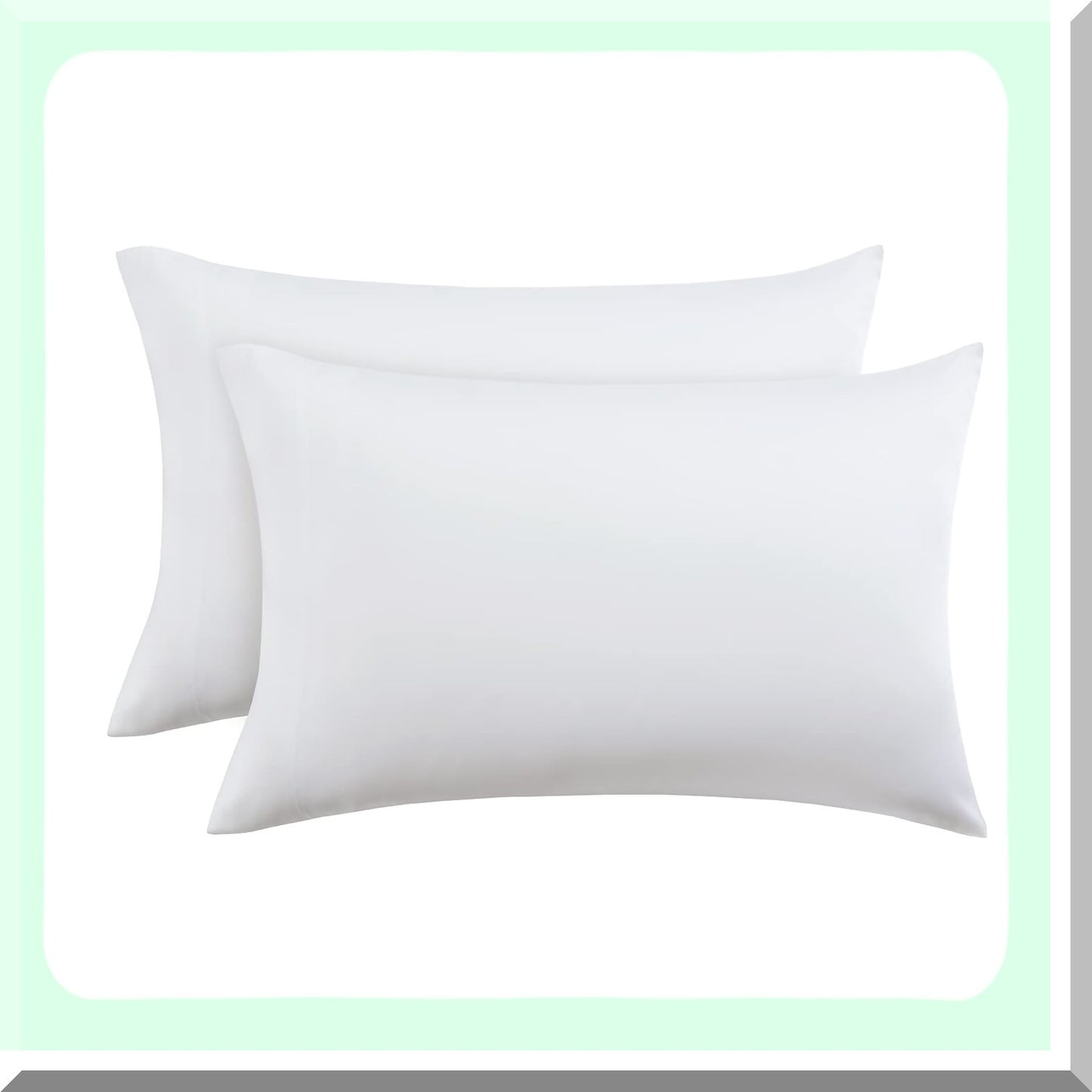 BambooLux Silky Soft Cooling Pillowcase Set - 100% Viscose Bamboo, Oeko-Tex Certified, Breathable Envelope Closure - Queen Size, White (Pack of 2)