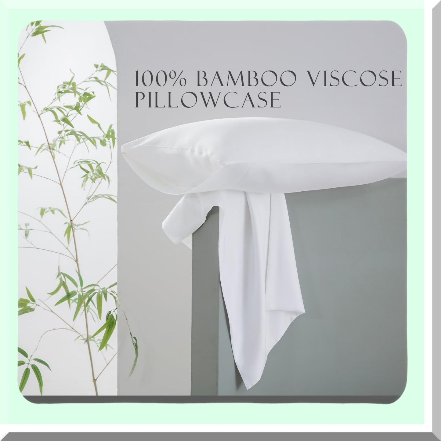 BambooLux Silky Soft Cooling Pillowcase Set - 100% Viscose Bamboo, Oeko-Tex Certified, Breathable Envelope Closure - Queen Size, White (Pack of 2)