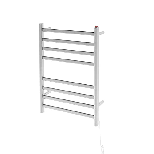 AN-5430 Prima Dual Extended 8-Bar Wall Mount Hardwired and Plug-in Towel Warmer in Brushed Stainless Steel