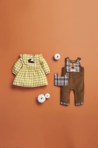 baby girls  Check With Bib Set Dress, Mustard, 0-3 Months US