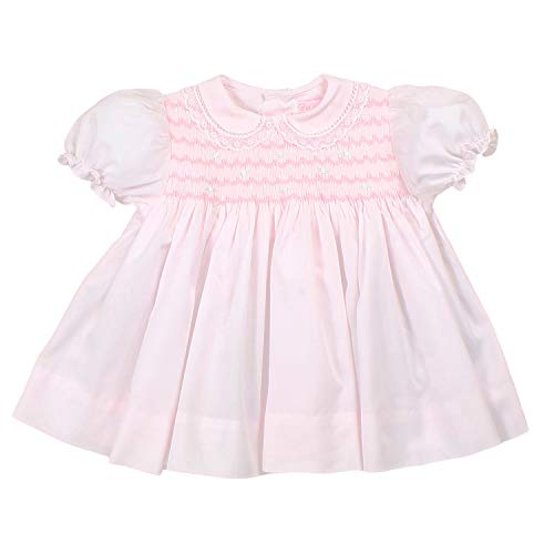 Baby Girls' Fully Smocked Dress with Lace Trim,  , Pink