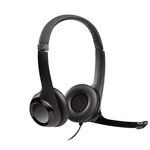 H390 Wired Headset, Stereo Headphones with Noise-Cancelling Microphone, USB, In-Line Controls, PC/Mac/Laptop - Black
