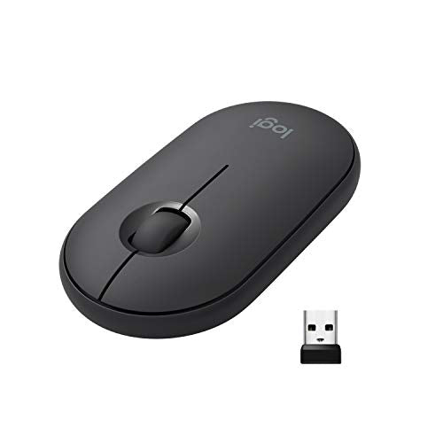 Pebble M350 Wireless Mouse, Bluetooth or USB, Silent, Slim, Graphite