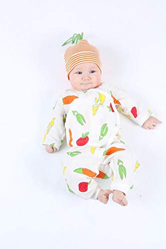 Baby Muslin Side Snap Kimono Fruit and Veggie Print  Cotton (0-3m)