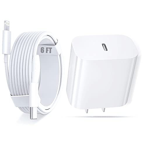 iPhone Fast Charger,iPhone Charger Fast Charging 20W PD Fast Charger Type C Power Wall Charger Block with Apple MFi 6FT USB C to Lightning Cable Compatible iPhone 14/13/12 11/Pro Max/Pro/XR
