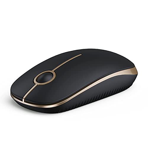 Wireless Mouse, 2.4G Slim Portable Computer Mice with Nano Receiver for Notebook, PC, Laptop, Computer-Black and Gold